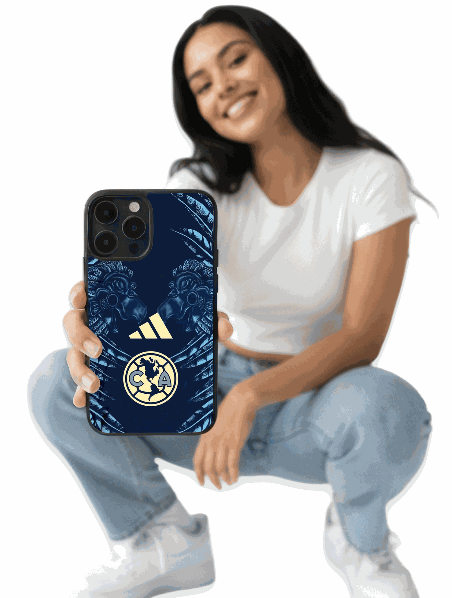 Club América case with dark finish, sophisticated colors and emblem, minimalist and elegant design