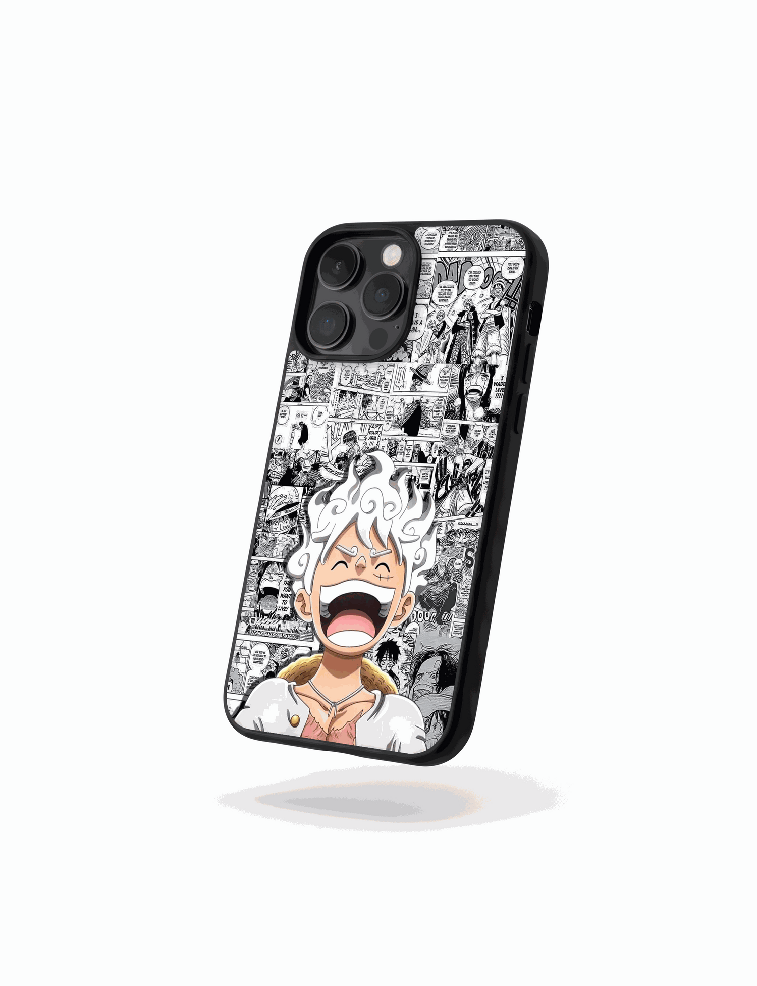 Funda Case Joy Boy Awakening manga blanco y negro con diseño Gear Fifth de One Piece y Luffy en transformación.