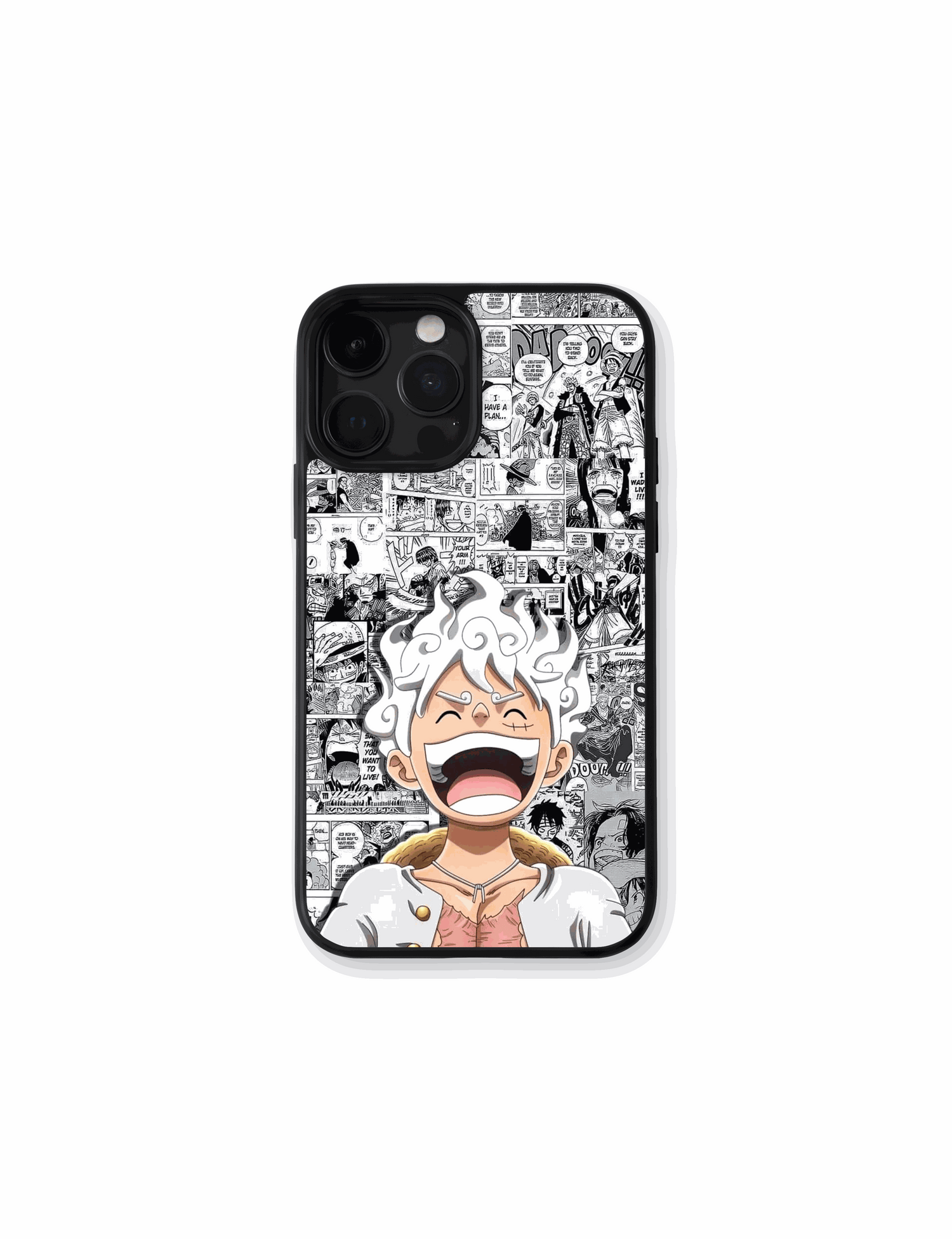 Funda Case Joy Boy Awakening estilo manga blanco y negro con diseño Gear Fifth de One Piece.