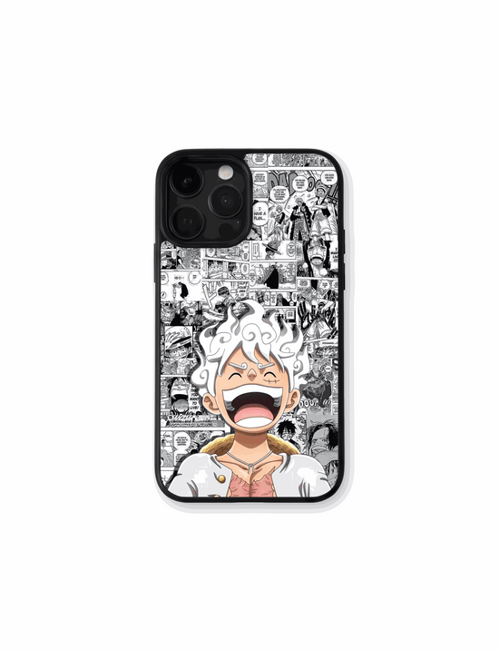Funda Case Joy Boy Awakening estilo manga blanco y negro con diseño Gear Fifth de One Piece.