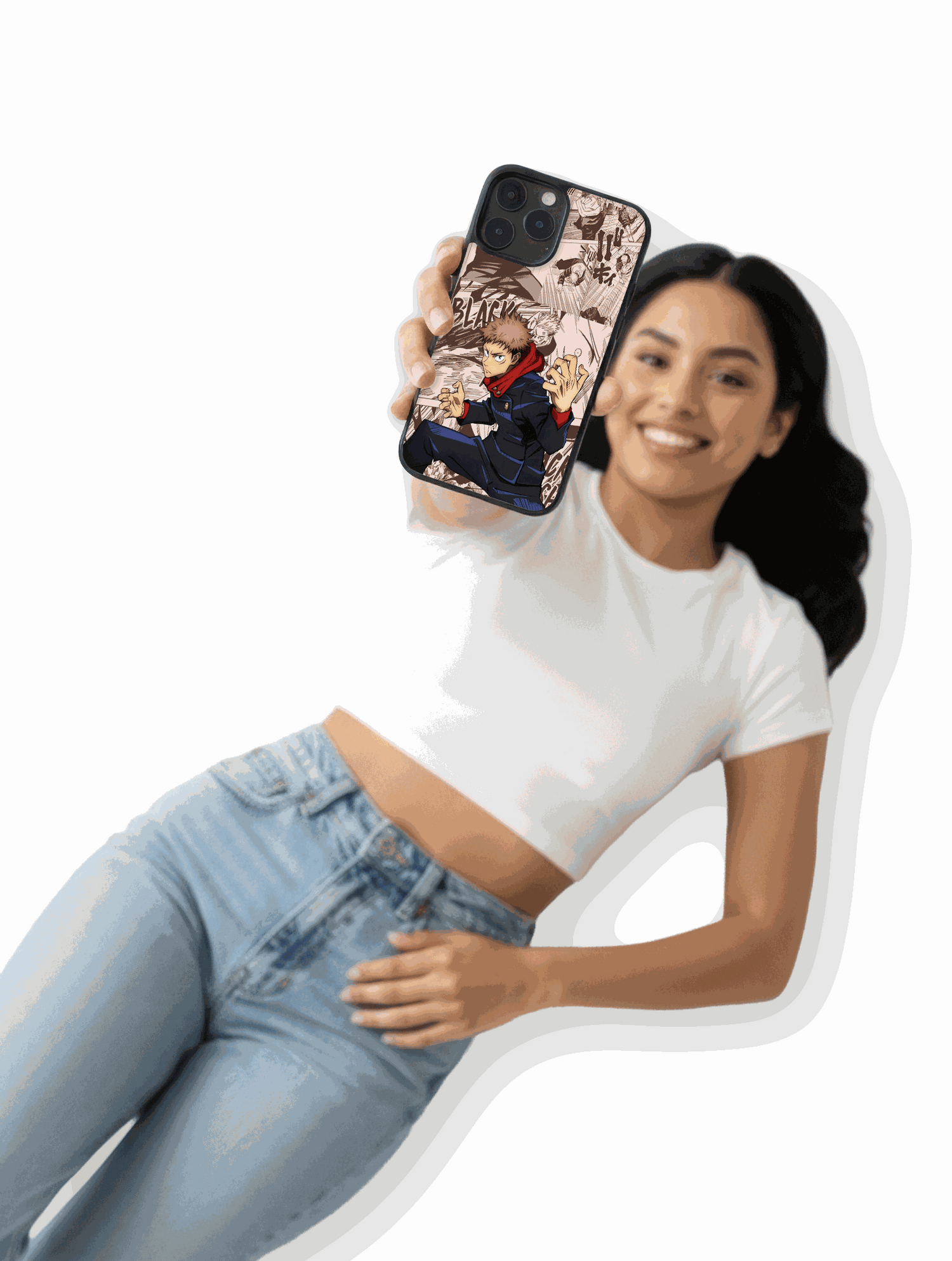 Case Itadori Intenso style phone case featuring Yuji Itadori from Jujutsu Kaisen with a bold fighting spirit design