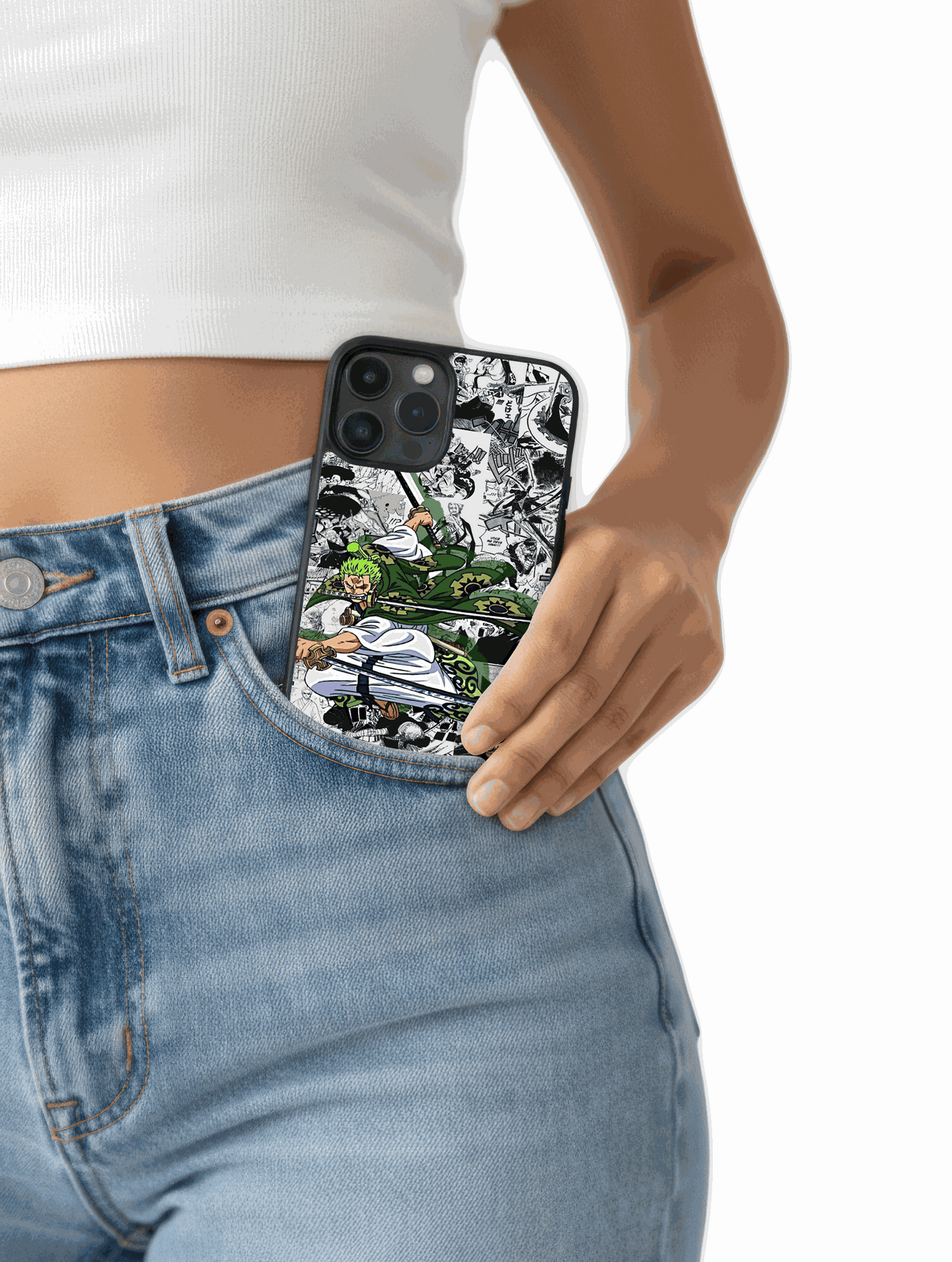 Funda manga Caso Zoro Wano con diseño de espadachín imponente y protección antigolpes