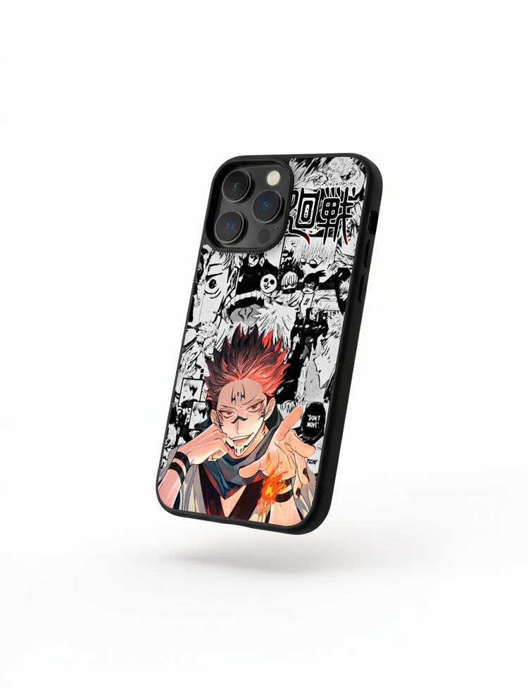 Case Sukuna Flame Style phone case featuring fiery design from Jujutsu Kaisen