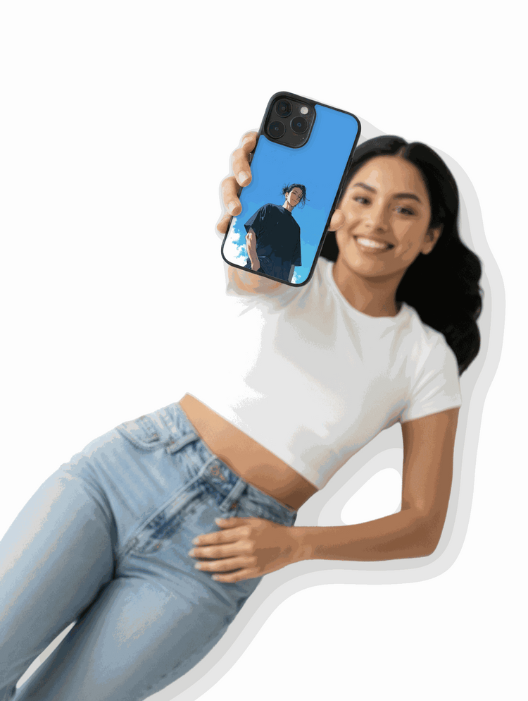 Case Geto Chill Style diseño minimalista de Geto bajo cielo azul en Jujutsu Kaisen