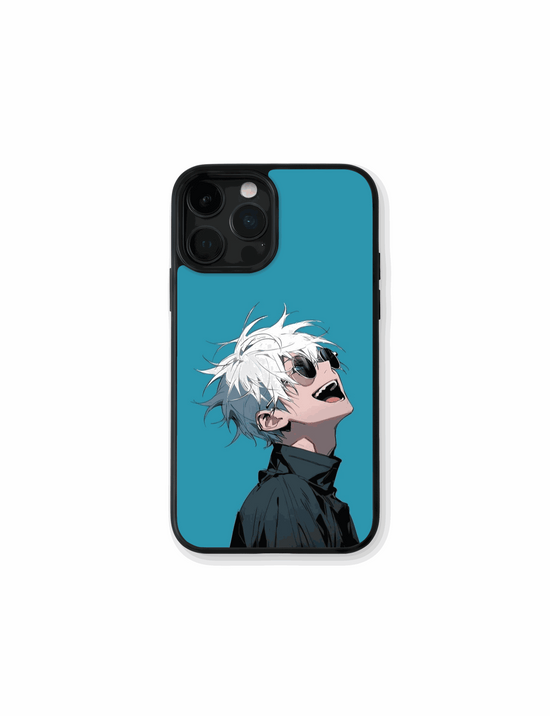 Case Gojo Chill Smile con estilo limpio y fresco, Gojo riendo sin preocupaciones de Jujutsu Kaisen