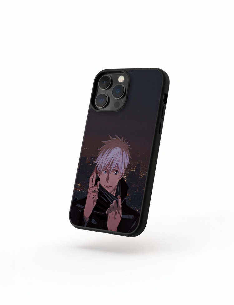 Case Gojo Night Mode phone case featuring strongest sorcerer under city lights from Jujutsu Kaisen