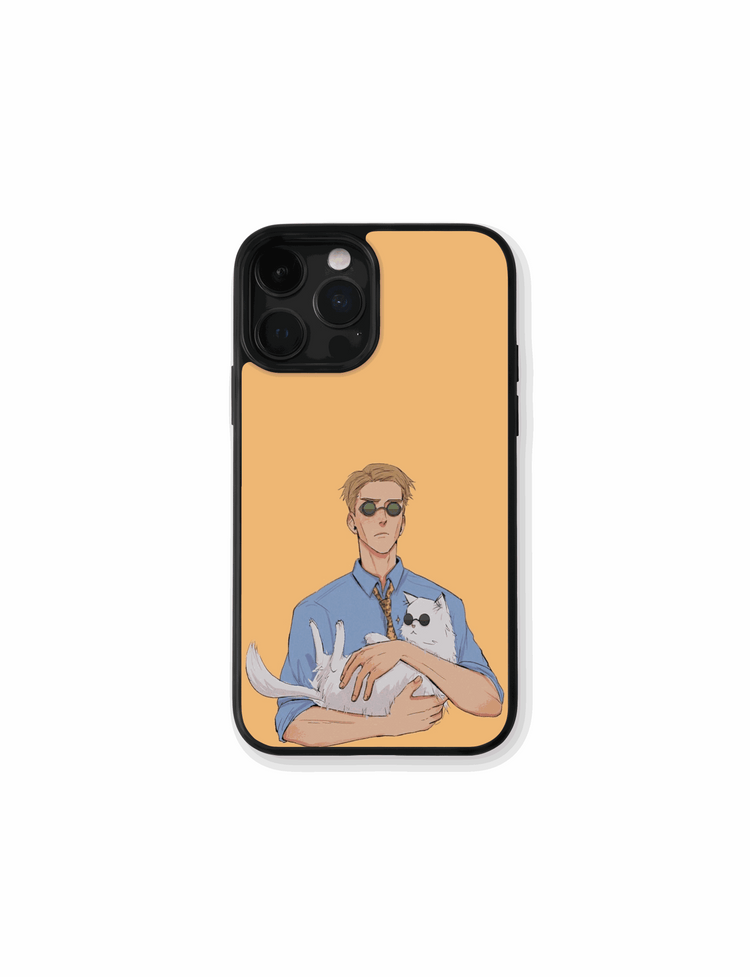 Case Kento & Cat Cool diseño elegante con gato estilizado de Jujutsu Kaisen