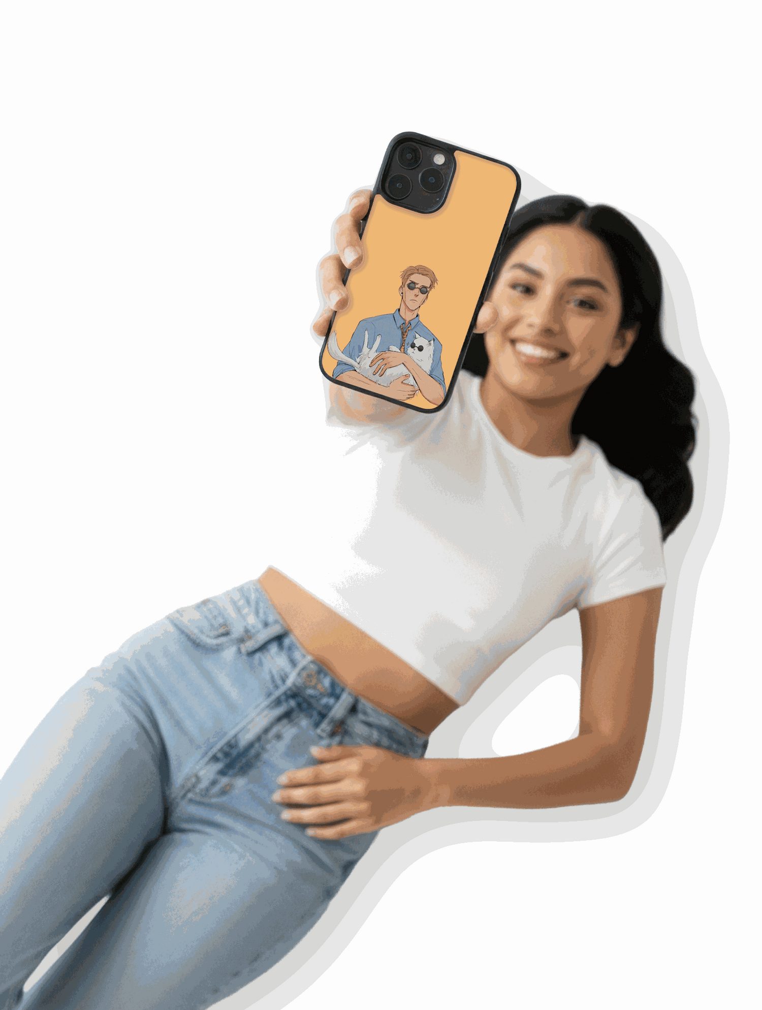 Case Kento & Cat Cool jujutsu kaisen design with stylish cat and sunglasses