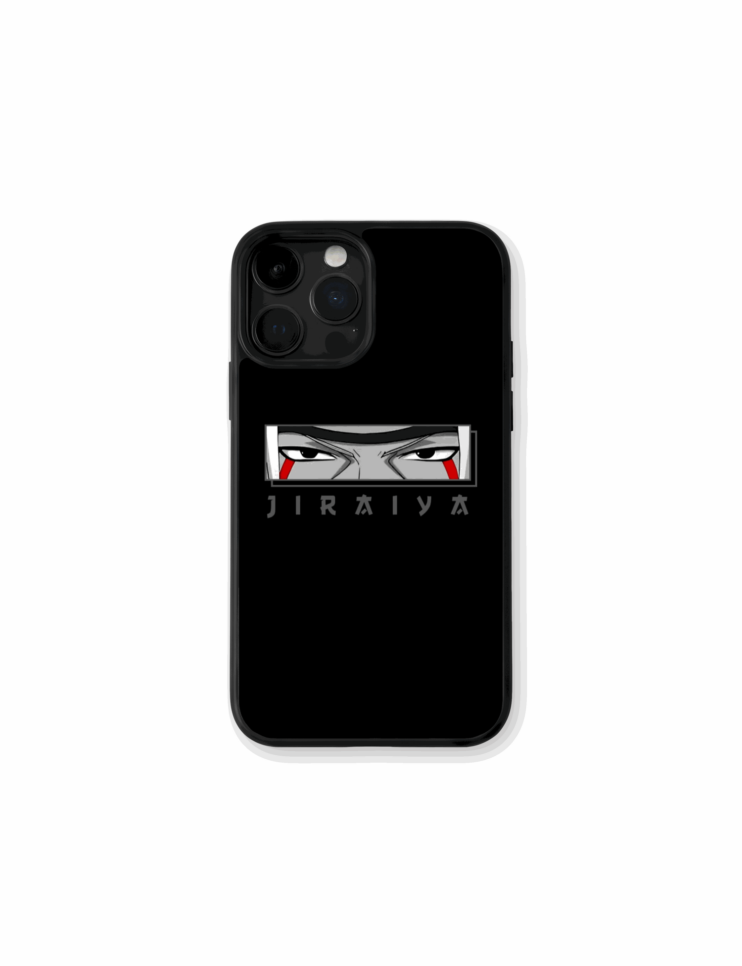 Case Jiraiya Sage Eyes con mirada sabia y fondo oscuro minimalista