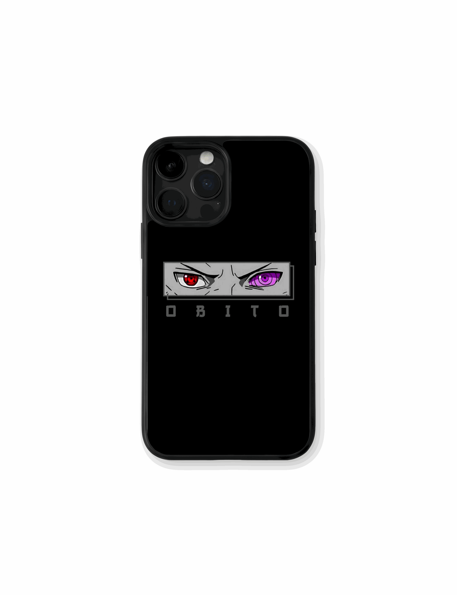 Funda Obito Mirada del Caos en tonos oscuros con diseño intenso de Naruto