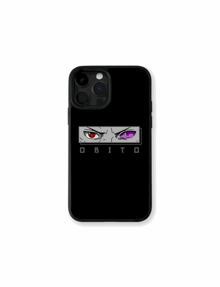 Funda Obito Mirada del Caos en tonos oscuros con diseño intenso de Naruto