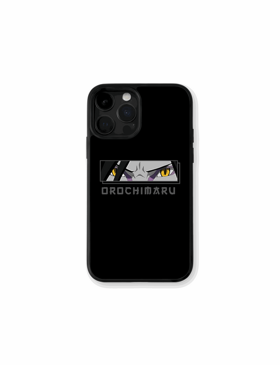 Case Orochimaru de Naruto con fondo oscuro y mirada reptiliana