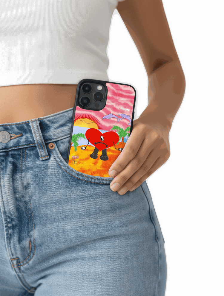Colorful Bad Bunny phone case inspired by "Tití Me Preguntó" with vibrant summer design and durable protection