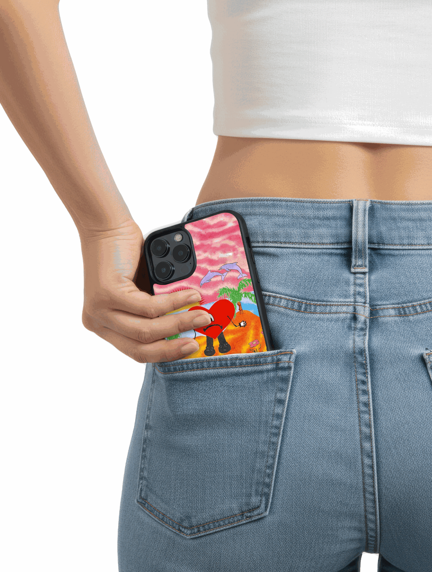 Colorful Bad Bunny phone case featuring vibrant pop culture design and durable protection
