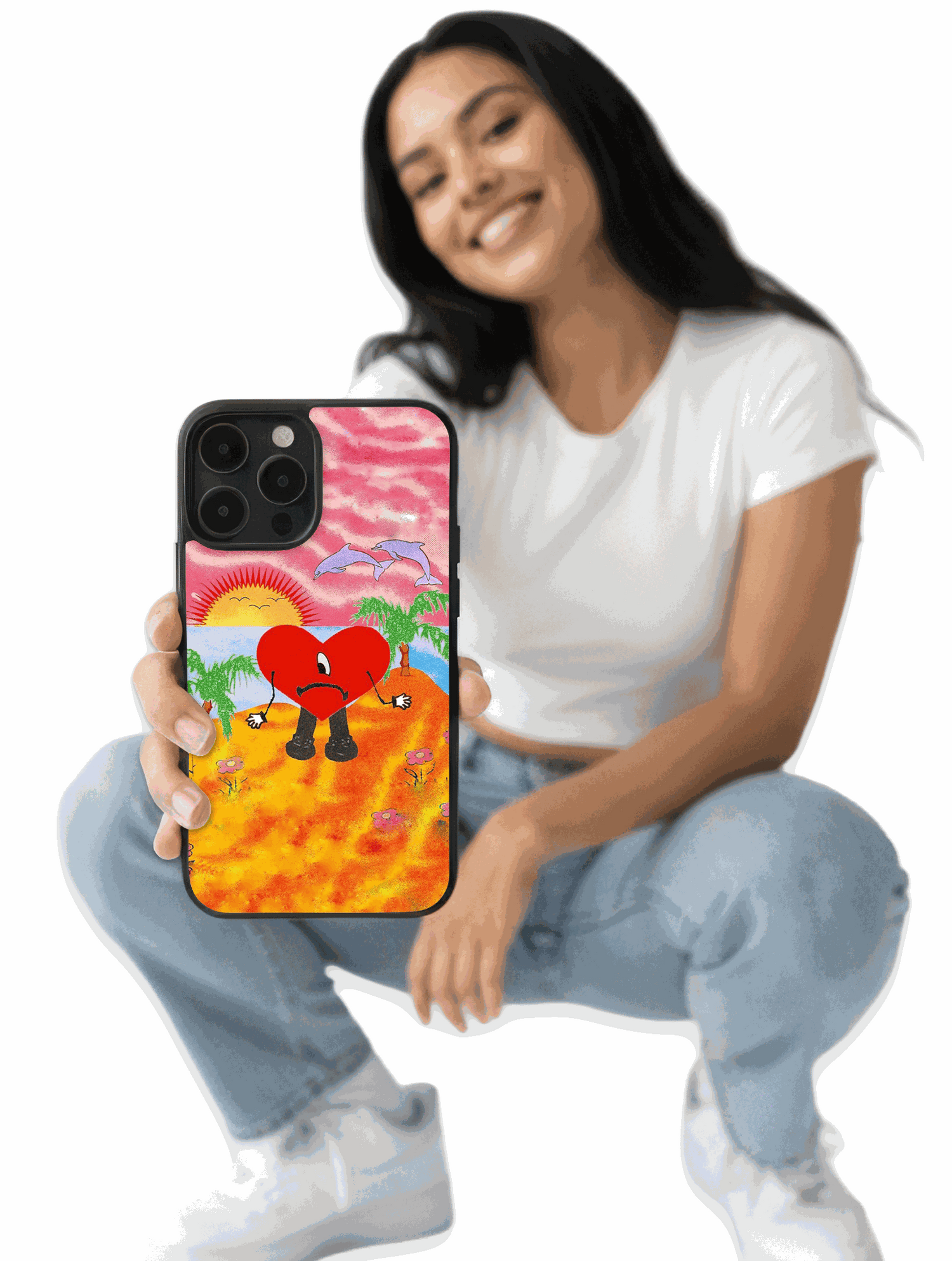 Vibrant Bad Bunny phone case with colorful design inspired by "Tití Me Preguntó" and summer vibes